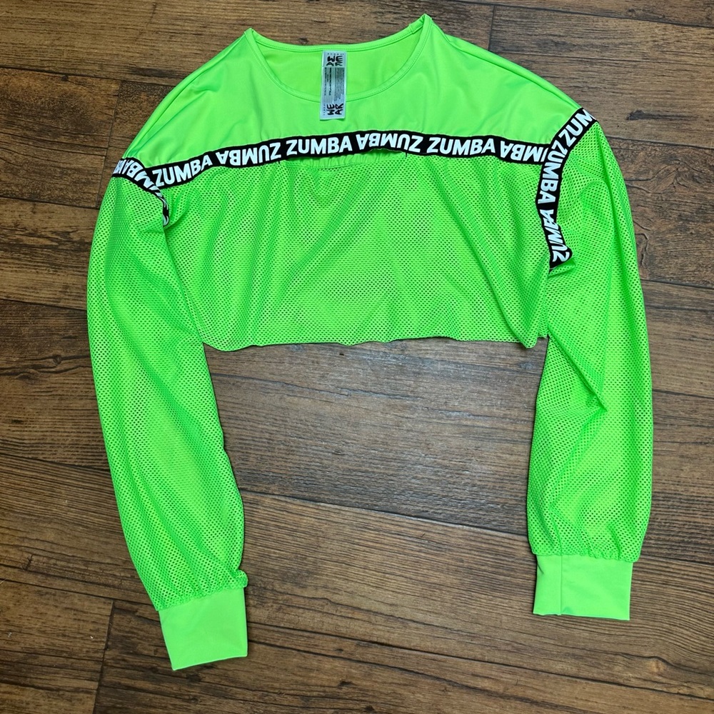 Zumba Fitness Bright Green Long Sleeve Crop Top